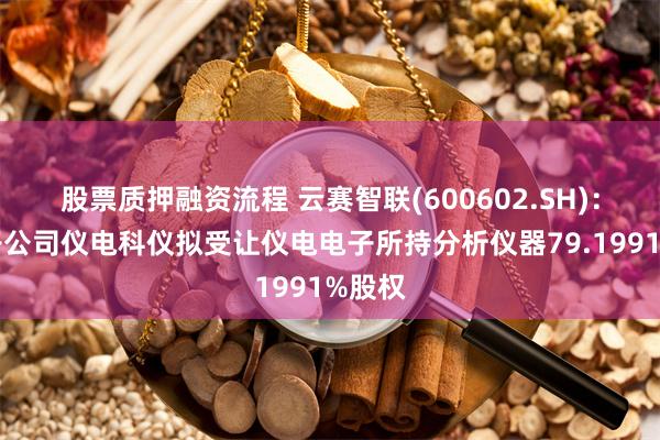 股票质押融资流程 云赛智联(600602.SH)：控股子公司仪电科仪拟受让仪电电子所持分析仪器79.1991%股权