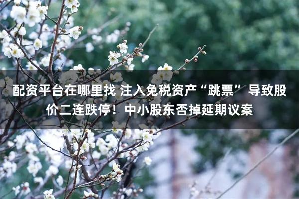 配资平台在哪里找 注入免税资产“跳票” 导致股价二连跌停！中小股东否掉延期议案