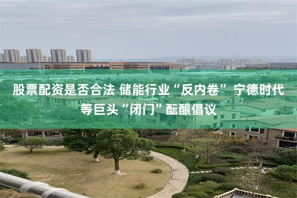 股票配资是否合法 储能行业“反内卷” 宁德时代等巨头“闭门”酝酿倡议
