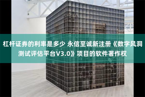 杠杆证券的利率是多少 永信至诚新注册《数字风洞测试评估平台V3.0》项目的软件著作权