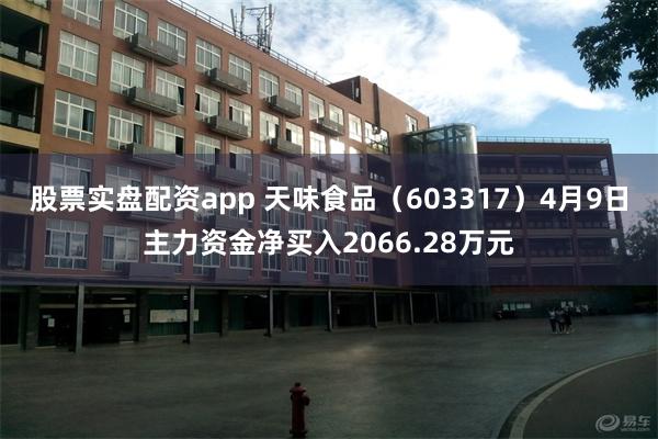 股票实盘配资app 天味食品（603317）4月9日主力资金净买入2066.28万元