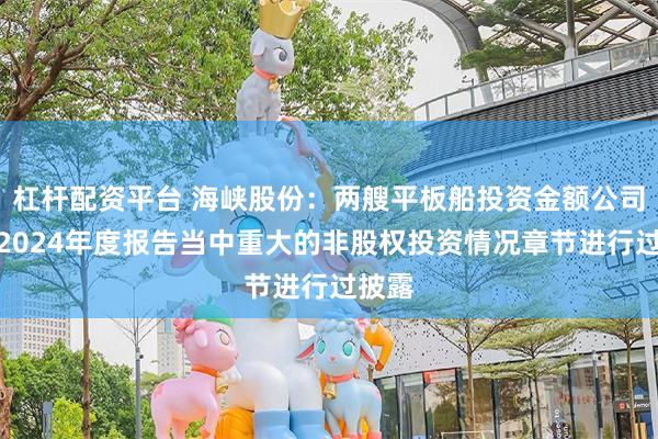 杠杆配资平台 海峡股份：两艘平板船投资金额公司已在2024年度报告当中重大的非股权投资情况章节进行过披露