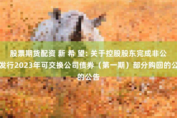 股票期货配资 新 希 望: 关于控股股东完成非公开发行2023年可交换公司债券（第一期）部分购回的公告