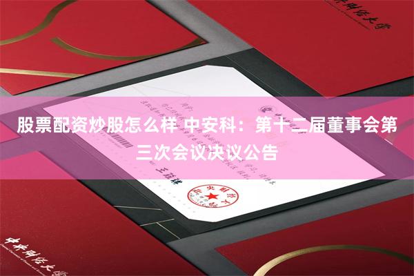 股票配资炒股怎么样 中安科：第十二届董事会第三次会议决议公告